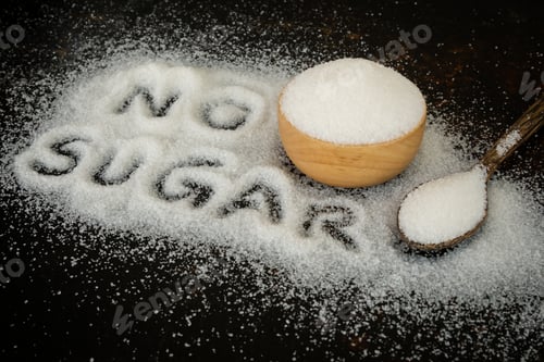 No Sugar Message with Bowl and Spoon