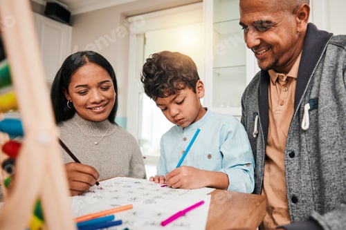 Preview: Teaching, math and parents help child with homework for homeschool lesson, project or academic assi