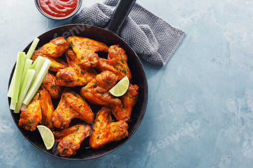 Preview: Chicken wings grilled in sauce on pan