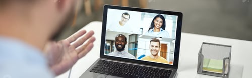 Preview: Boss conducting online meeting with his employees