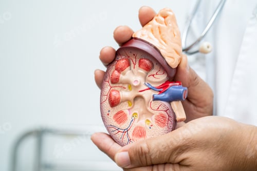 Preview: Cardiovascular disease CVD, Asian doctor holding human anatomy model for learn and treat heart
