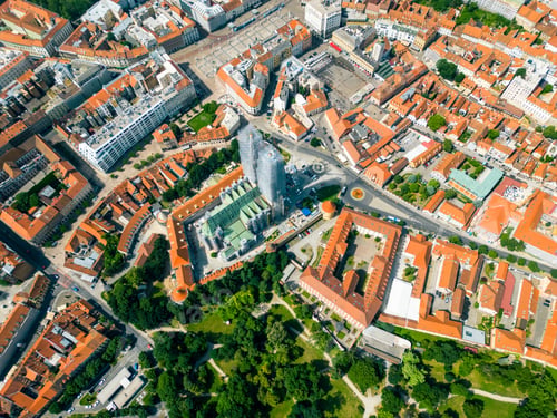 Preview: Aerial drone view of Zagreb, Croatia