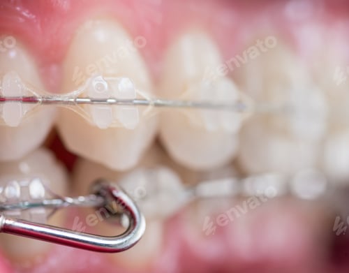 Preview: Super macro shot of teeth with braces