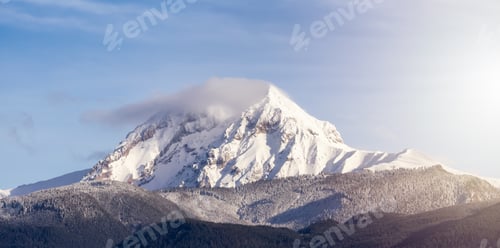 Preview: Garibaldi Mountain covered in snow and clouds. Canadian Nature Landscape Background
