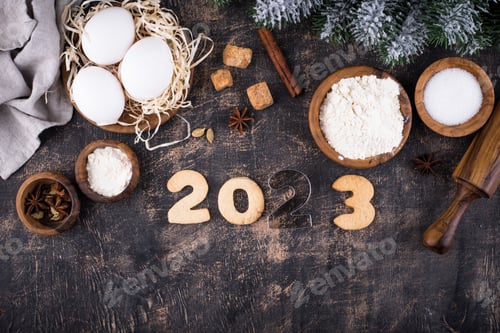 Visualização: Biscoitos de gengibre em forma de números 2023.