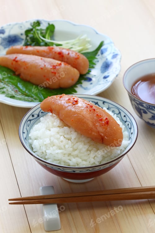 Preview: mentaiko( spicy cod roe) on rice, japanese food