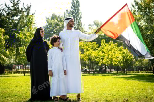 Preview: cinematic image of a family from the emirates spending time at the park