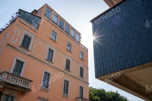 Preview: Residential buildings along via Piero della Francesca in Milan, Italy