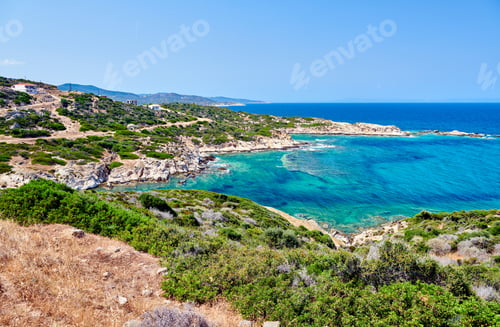 Preview: Beautiful beach and rocky coastline landscape in Greece