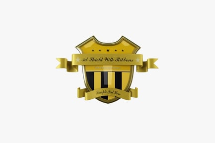 Preview: Gold shield with stars and ribbons