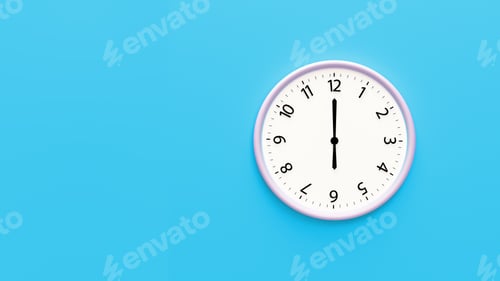 Preview: Clock face wall with time and number isolated on color background.
