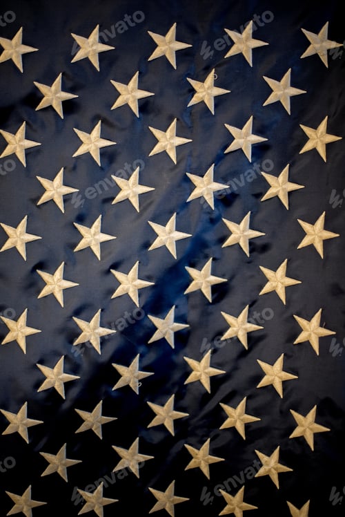 Preview: Stars on Blue Fabric, Abstract Patriotic Background