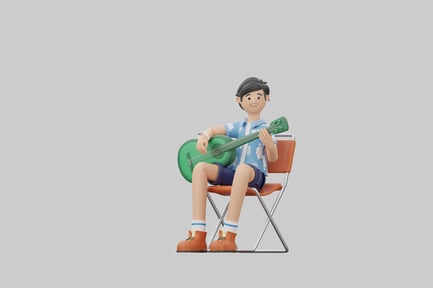 Preview: Traveler with guitar on folding chair