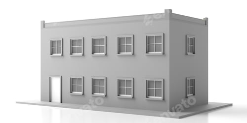 Preview: House mansion miniature isolated against white background. 3d illustration