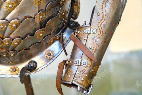Preview: Parts of ancient knight's armor.A medieval concept.Metallic texture