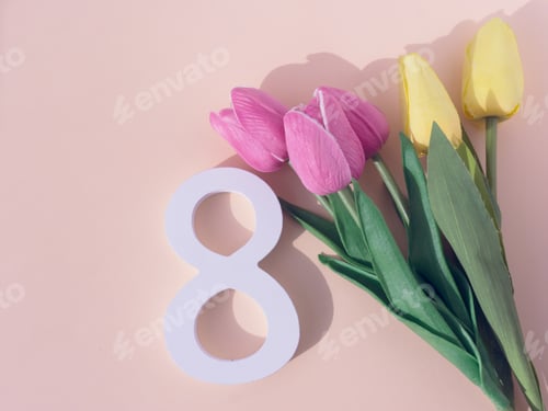 Preview: Bouquet of tulips. International women's day