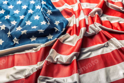 Preview: Closeup of ruffled American flag