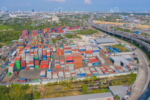Preview: Shipping container site loading in logistic port warehouse storage business import and export goods