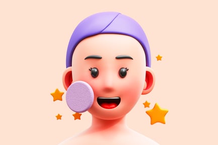 Cartoon illustration of a woman applying makeup