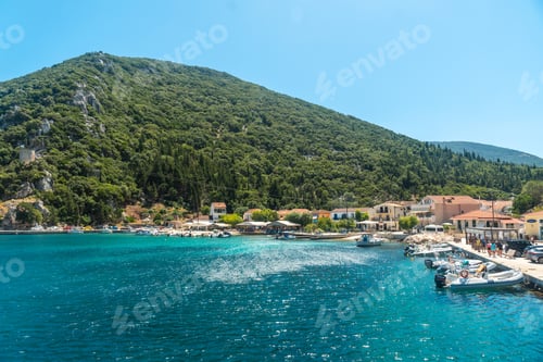 Preview: Frikes fishing village port on Ithaki or Ithaca island, Ionian sea, Greece