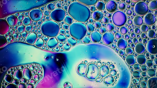 Preview: Abstract Colorful Food Oil Drops Bubbles and spheres Flowing on Water Surface