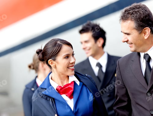 Preview: Pilots And Air Hostesses Getting Off The Airplane