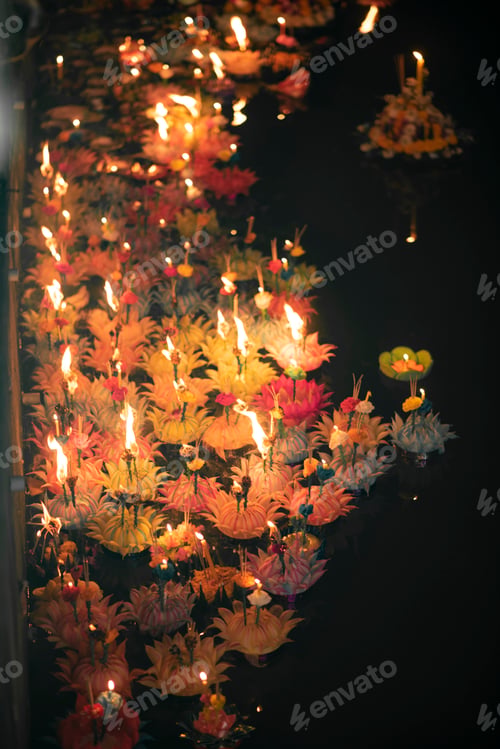 Preview: Loy Krathong festival, People buy flowers and candle to light and float on water to celebrate