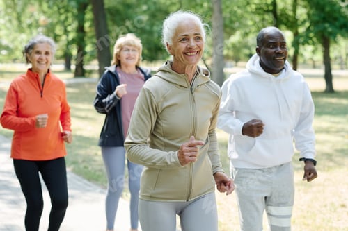 Preview: Elderly people running in the park