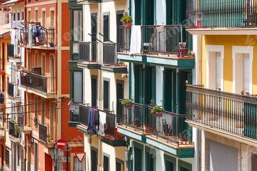 Preview: Traditional basque country village of Bermeo. Colorful facades. Spain