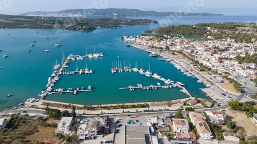 Preview: Greece, Aerial drone view of Porto Cheli, a summer resort town in Argolis, Peloponnese