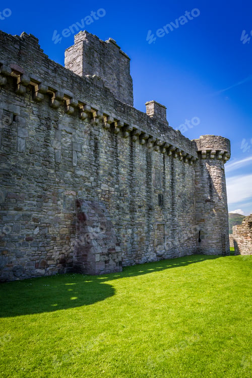 Preview: View of the medieval castle of stone in summer