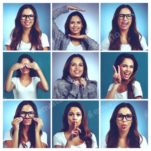 Preview: Expressive Young Woman Posing with Fun Expressions