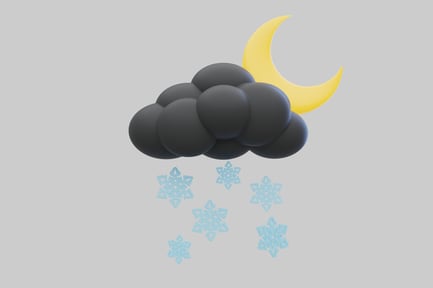 Snowy night cloud with moon