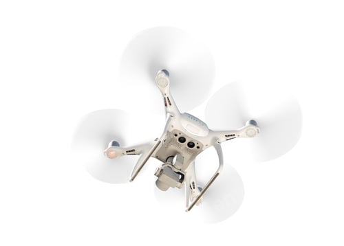 Preview: Drone Quadcopter From Below Isolated On A White Background.