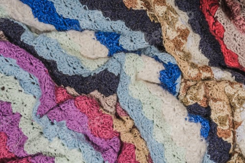 Preview: Art Cloth. Crumpled Texture- Multicolor Knitted Scarf. Beautiful Abstract Background.