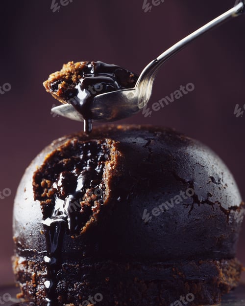 Pudin de chocolate con salsa de chocolate