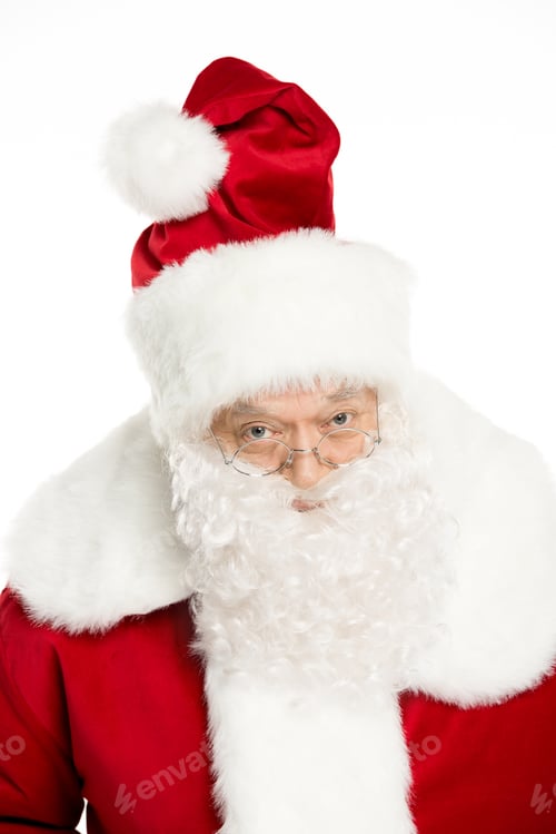 Preview: Portrait of Santa Claus posing and gesturing isolated on white