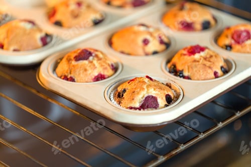 Preview: Freshly baked muffins with fresh berries