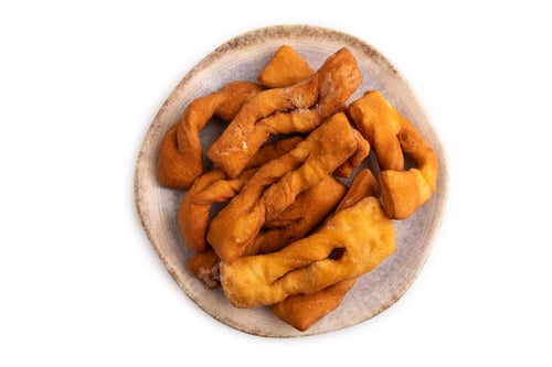 Preview: Crunchy biscuit Brushwood cookies isolated on white, top view, flat lay, close up