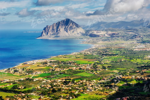Preview: Spring panorama of sea coast city Trapany. Sicily, Italy, Europe