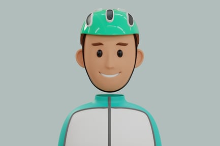 Preview: Cartoon illustration of a person wearing a helmet and a jacket