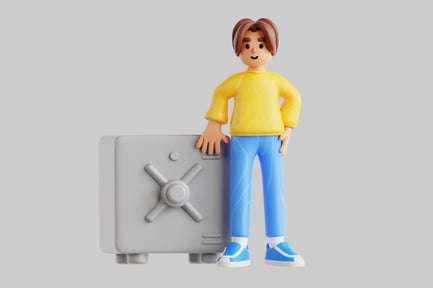 Preview: Man with cartoon style safe