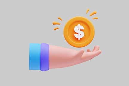 Preview: Hand reaching for levitating dollar coin