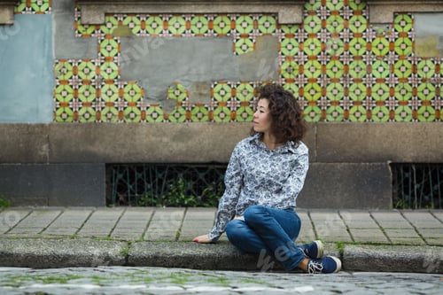 Preview: Beautiful Mixed-Race Woman Posing In The Portugal Streets.