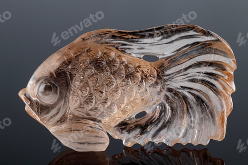Preview: beautiful figurine fish made of topaz on a gray background