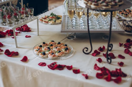 Preview: Delicious appetizers starters with tomatoes and cheese in glass on plate