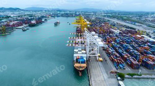 Preview: Shipyard Cargo Container Sea Port Freight forwarding service logistics and transportation.
