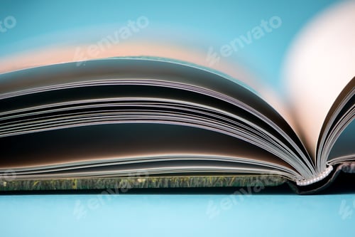 Preview: An open book of a photo album standing on the table