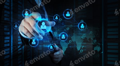 Preview: Businessman Working With New Modern Computer Show Social Network Structure