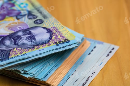 Preview: Closeup of a stack of Lei banknotes - world money, inflation and economy concept